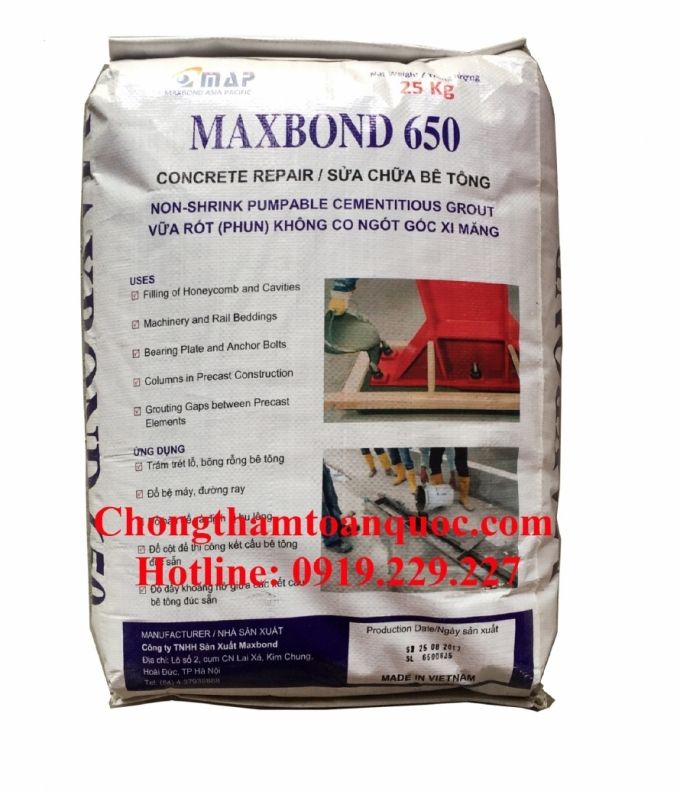 Maxbond 650 - Vữa không co ngót gốc xi măng cường độ cao