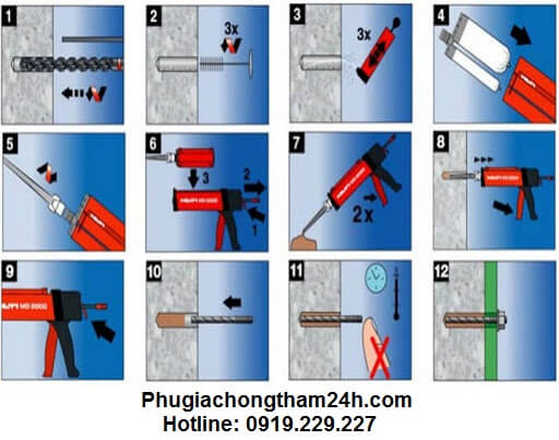 Cách thi công neo cấy thép