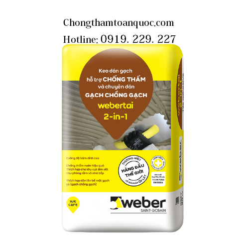 Keo dán gạch Webertai 2 in 1 - Chống thấm và chuyên gạch chống gạch