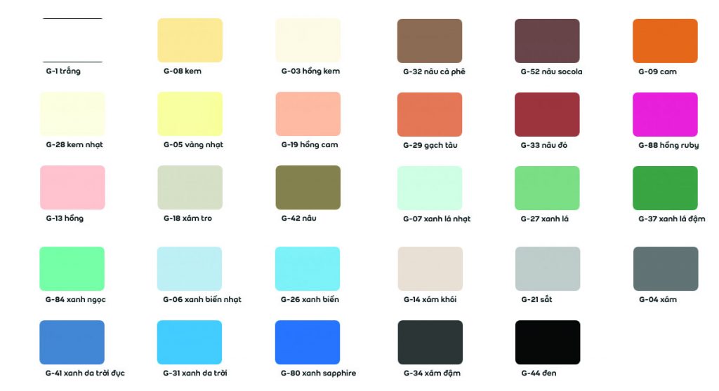 Bảng màu keo chà ron Webercolor Classic