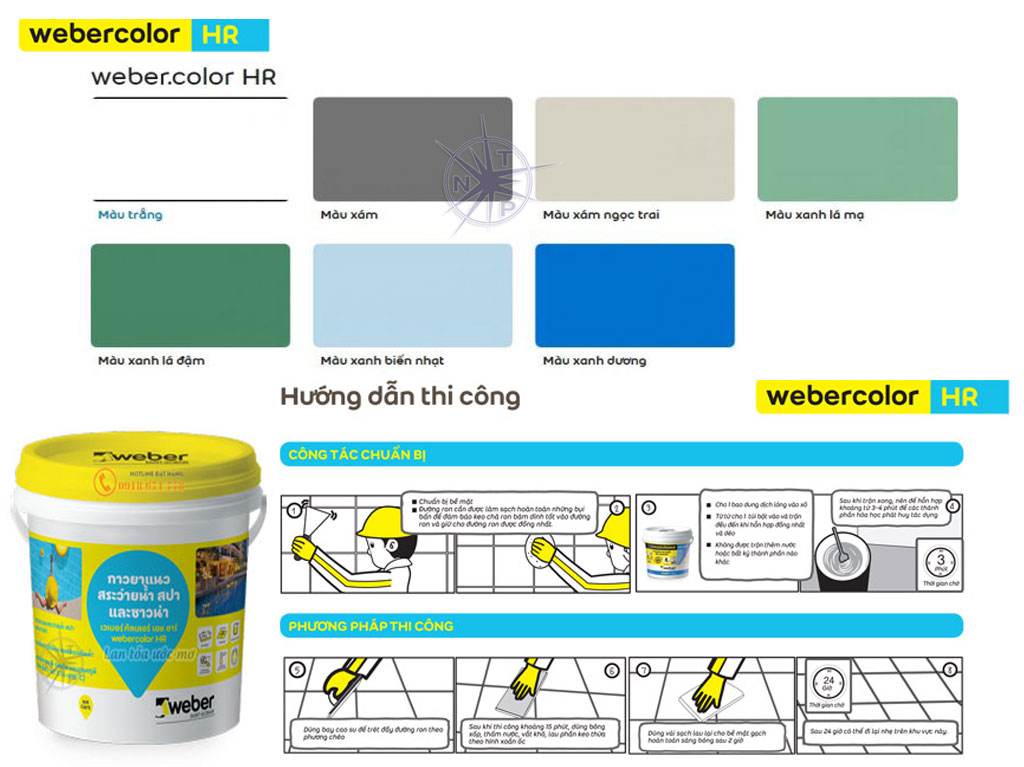 Bảng màu keo chà ron Webercolor HR