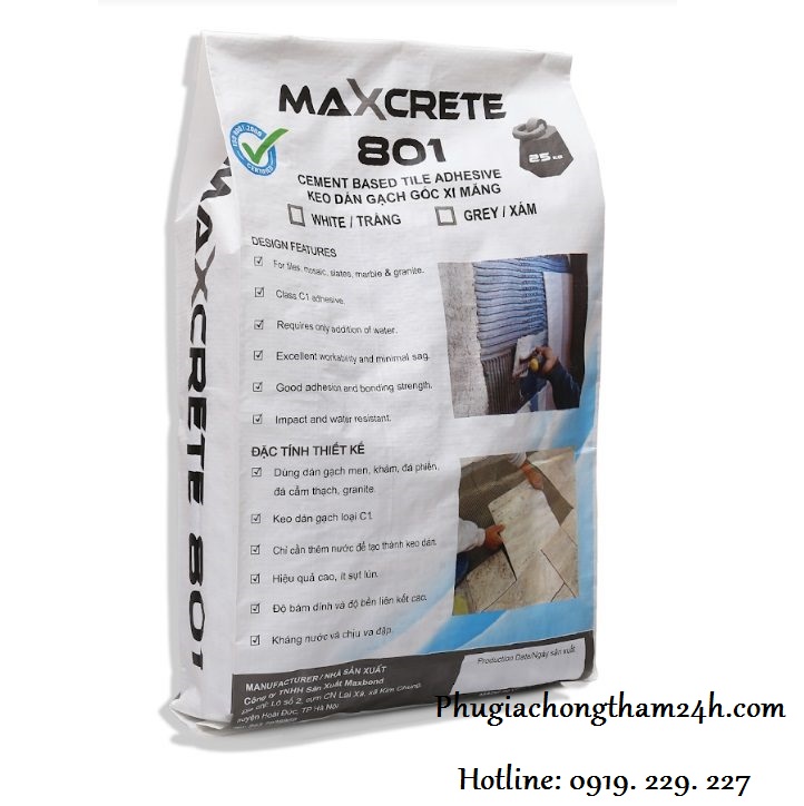 Keo dán gạch đá Maxcrete 801