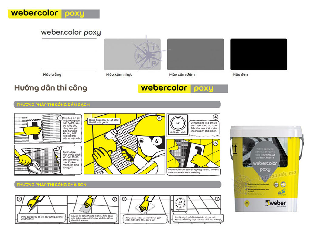 Keo dán gạch và chà ron Webercolor Poxy gốc epoxy