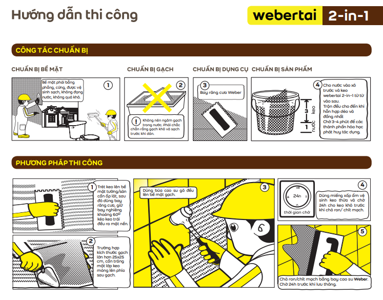 Keo dán gạch Webertai 2 in 1 - Chống thấm và chuyên gạch chống gạch