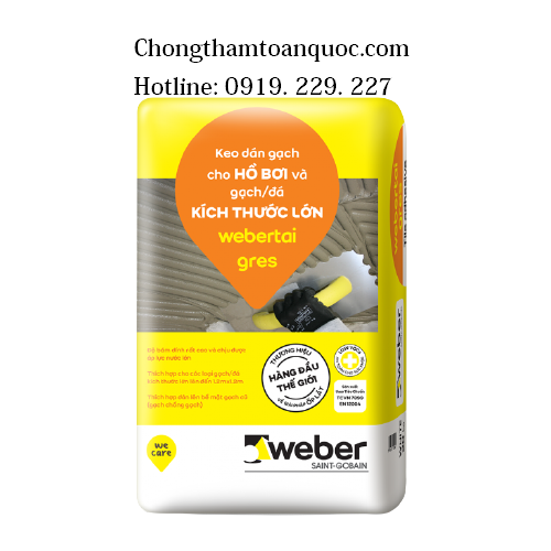 Keo dán gạch Webertai Gres dành cho hồ bơi và gạch đá kich thước lớn
