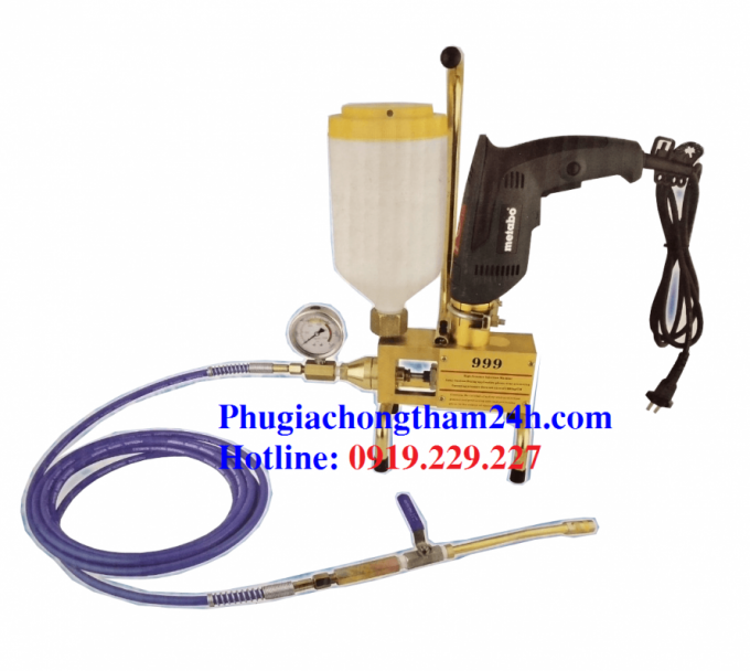 Máy bơm keo PU 999 chống thấm ngược, xử lý nứt