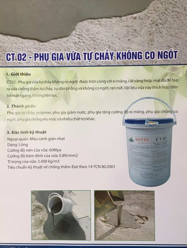 Ứng dụng của sản phẩm vữa tự chảy không co CT02 Sotin