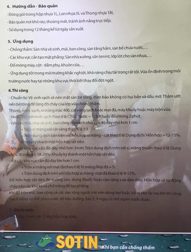 Hướng dẫn sử dụng vữa tự chảy không co CT02 Sotin