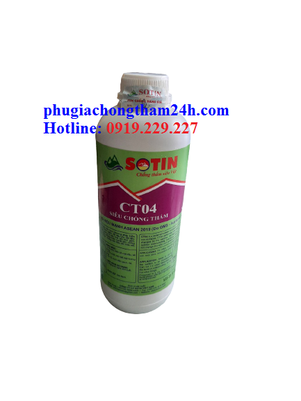Chất chống thấm sotin CT04 là chất siêu chống thấm gốc dầu theo phương pháp thẩm thấu trên các bề mặt liên tục. Chất chống thấm sotin CT04 ngấm rất sâu vào vật liệu, không bị thay đổi bởi thời tiết, không bị lão hoá bởi thời gian. Chất chống thấm sotin CT04 thích hợp nhất cho các hạng mục chống thấm ngoài trời, chống rêu mốc, kháng kiềm cực tốt. SOTIN CT04 không làm thay đổi màu sắc và bề mặt của vật liệu.  Mô tả chất siêu chống thấm sotin CT04    - Xuất xứ: Việt Nam  - Hãng sản xuất: Sotin  - Đóng gói: 1kg/lon và 5kg/ thùng; 20k/thùng  -Thời gian sử dụng: 12 tháng kể từ ngày sản xuất.  - Bảo quản nơi khô ráo, thoáng mát.  Tránh nơi có tia lửa hoặc nhiệt độ quá cao.  Định mức thi công chất siêu chống thấm sotin CT04  - 6-8 m2/L trên bề mặt cầu, bê tông  - 8-10 m2/L trên bề mặt tường xây  - 12-15 m2/L trên gạch, đá  Ưu điểm của chất siêu chống thấm sotin CT04  - Không làm thay đổi màu sắc và bề mặt của vật liệu.  - Sotin CT04 ngấm rất sâu vào vật liệu, không bị thay đổi bởi thời tiết, không bị lão hoá bởi thời gian  - Khả năng bám dính tốt hầu hết với các loại nền và bề mặt;  - Sau khi thi công tạo thành màng liên tục, không có các mối nối;  - Khả năng chống chịu được các vết nứt của nền tuyệt vời;  - Tính năng chống thấm hoàn hảo;  Ứng dụng của chất siêu chống thấm sotin CT04  Trát chống thấm ngược cho tường trong và ngoài độ bền 20 – 30 năm. Phun chống thấm tường ngoài Chống thấm ngược chân tường Chống thấm ban công, chống thấm nhà vệ sinh Chống thấm bể nước, bể ngầm, bể phốt Chống thấm ngược tầng hầm Phun lên trên nền xây dựng để tạo thành lớp vật liệu chống thấm ẩm lót ngang chân tường. Chống thấm sàn mái, sân thượng bê tông. Phun chống thấm tường ngoài không trát được Dùng làm lớp lót chống thấm đối với các loại sơn nhũ tương và hồ vữa. Hướng dẫn thi công chất siêu chống thấm sotin CT04  Bước 1: Chuẩn bị bề mặt thi công   - Bề mặt cần chống thấm phải được vệ sinh sạch sẽ và không có bụi bẩn, rêu mốc.  -  Độ ẩm vật liệu tối đa 16% để cố thể hút được chất chống thấm sotin CT04 vào trong vật liệu đó  Bước 2: Thi công   - Chất chống thấm sotin CT04  có thể phun hoặc lăn lên bề mặt cần chống thấm.  - Có thể lăn 1-2 nước tuỳ theo mức độ cần chống thấm.  - Dùng máy phun, bình phun hoặc con lăn, chổi quét để phủ lớp chống thấm lên vật liệu. Có thể lăn từ 1 đến 2 lần tùy thep yêu cầu cần chống thấm. Mỗi lần cách nhau 2 giờ.   - Không được trộn thêm bất cứ loại gì khác. Dùng xong nếu chưa hết nên đậy nắp thật kín để lần khác sử dụng tiếp.  Lưu ý: CT04 hoạt động theo nguyên lý tinh thể thẩm thấu vào trong vật liệu, nên tường hoặc sàn bê tông càng khô thì chất lượng càng tốt. Không lăn khi bề mặt vật liệu ẩm ướt. Trường hợp bề mặt vật liệu LUÔN LUÔN ẩm ướt thì nên sử dụng sản phẩm Vữa chống thấm.  Địa chỉ mua sản phẩm chất chống thấm sotin CT04 ở đâu? Giá bán lẻ/ giá bán buôn chất chống thấm sotin CT04 khách hàng có thể liên hệ trực tiếp để được báo giá tốt nhất.  Hotline bán hàng và tư vấn kỹ thuật:  0919.229.227 Địa chỉ của hàng và Tổng đại lý cung cấp cchất chống thấm sotin CT04 tại Hà Nội Công ty nhận giao hàng tận nhà trên toàn quốc Báo giá chất chống thấm sotin CT04 Địa chỉ:  Số 480 đường Quang Trung - La Khê - Hà Đông _ Hà Nội  logo hotline  Hotline: 0919.229.227 hoặc để lại số điện thoại để được tư vấn
