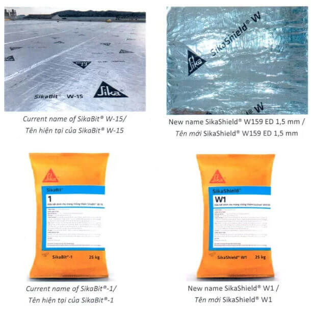 Thay đổi tên sản phẩm Sikabit W-15 và Sikabit 1 mới nhất