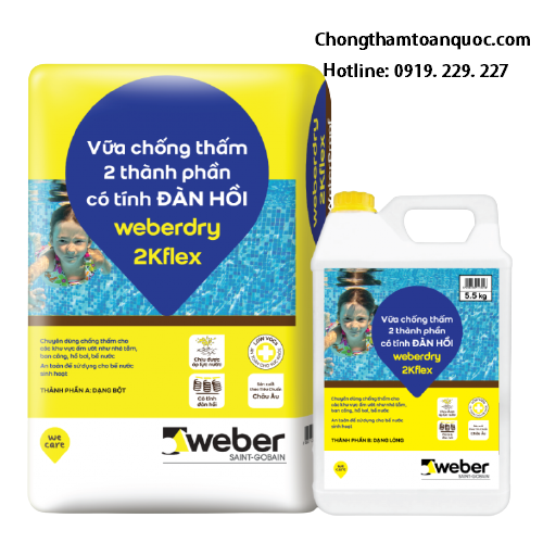 Weberdry 2Kflex - Chống thấm gốc xi măng 2 thành phần có tính đàn hồi
